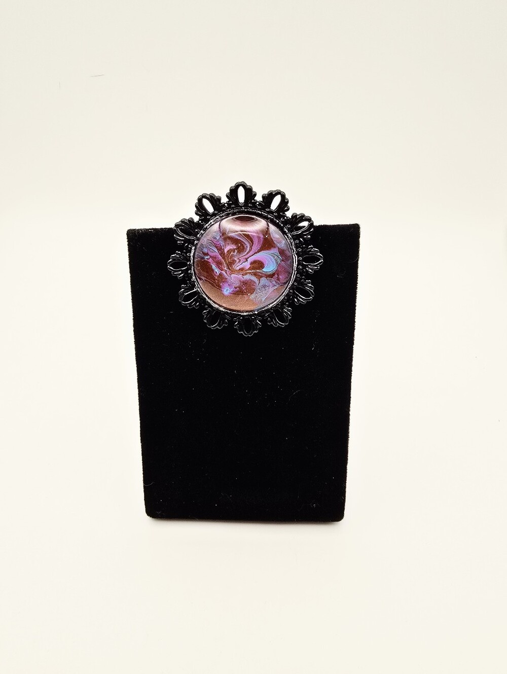 Artisan Swirl Resin Brooch in Purple & Copper